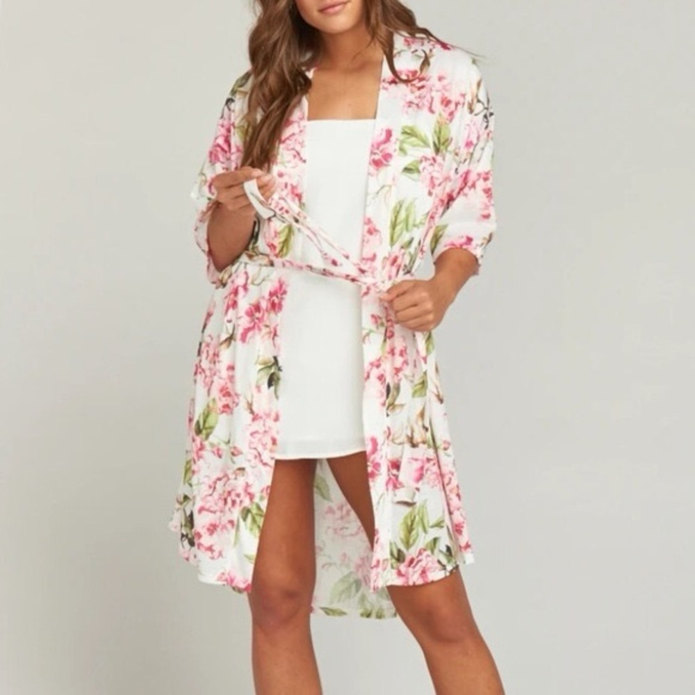 Show Me Your Mumu Floral Brie Robe OSFM Pink Green Boho Bridal Getting Ready
